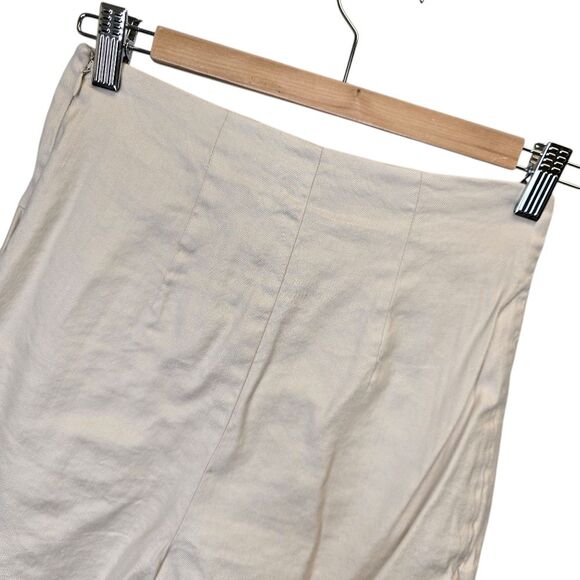 Express Women's 00 Solid Beige Faux Wrap Ruffle Skirt Skort Linen Blend - Picture 9 of 14